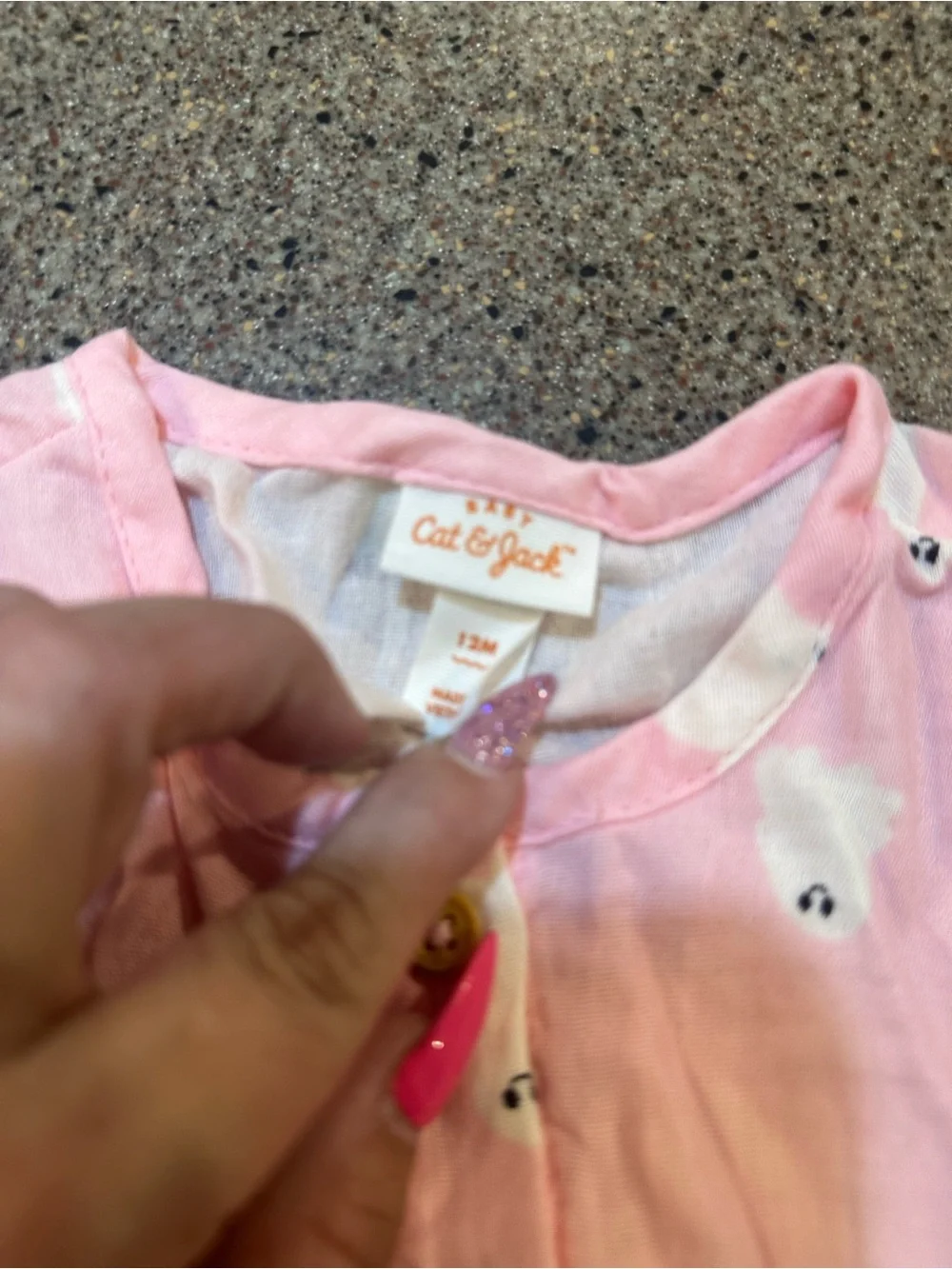 Cat & Jack Pink Ghost-Print Baby One-Piece
